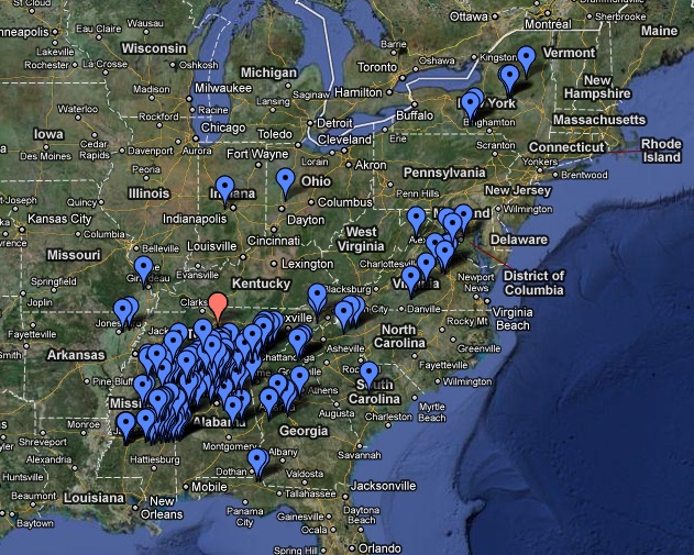 tornadoes 2011 map. Map of Tornado Touchdowns